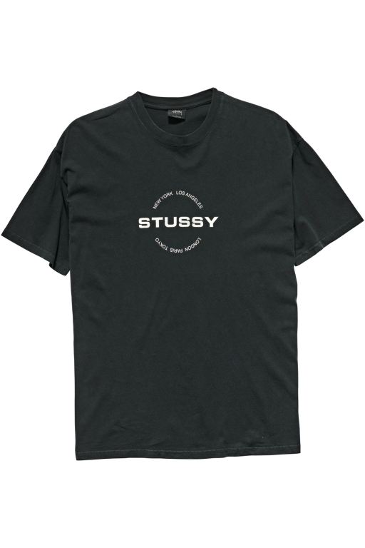 Stussy Mens City Circle SS T Shirt Black - TUJSD8430